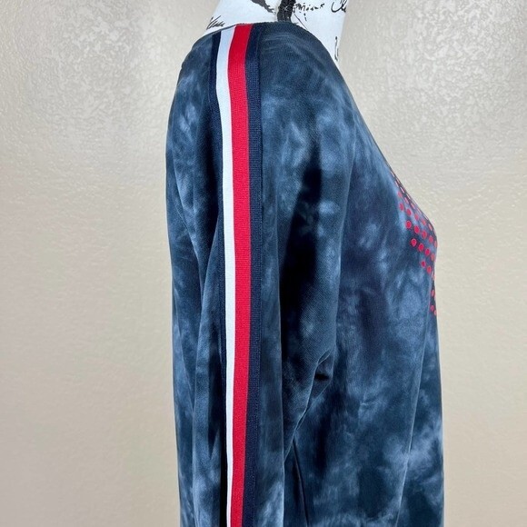 Tommy Hilfiger Blue Tie Dye Red Heart Side Stripe Sweatshirt Dress size L baddie - Picture 9 of 16